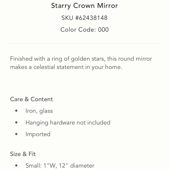 12โ Starry Crown Mirror (small) * - Picture 6 of 13